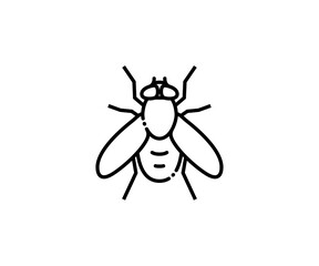 Fly insect icon in line design. Fly, insect, wings, pest, bug, airborne, anatomy on white background vector. editable stroke icon