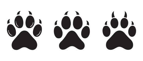 Animal Footprints Line Icons Set, Paw print simple icon. Cute animal track, dog or cat paw print illustration, 