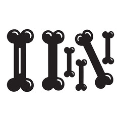 pet food bone Icons Set, Paw print simple icon. Cute animal track, dog or cat paw print illustration, 