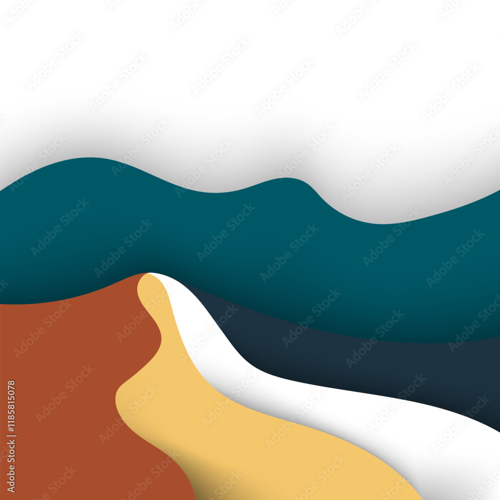 Poster vector aesthetic color waves. layered color wave background. vector illustration use combination gre