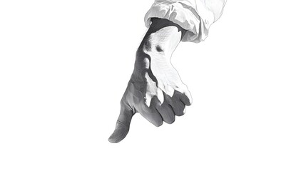 Hand gesturing downward in monochrome illustration