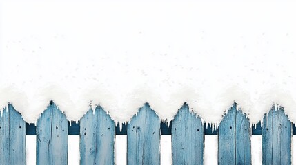 Fototapeta premium Snowy Winter Fence: A Serene Winter Wonderland Scene