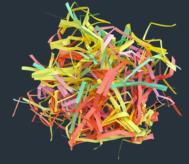 Pile of colored hand-cut paper strips