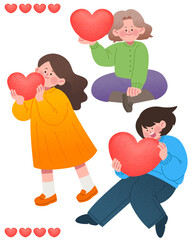 하트를 든 사람들