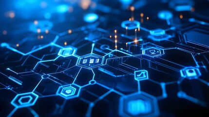 Obraz premium Futuristic Blue Digital Network Technology Background