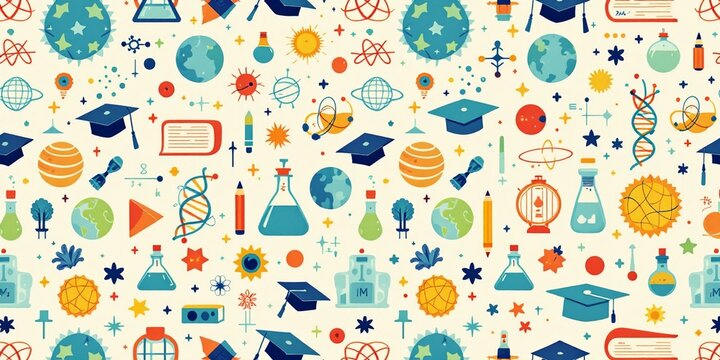 Science Icons Seamless Background