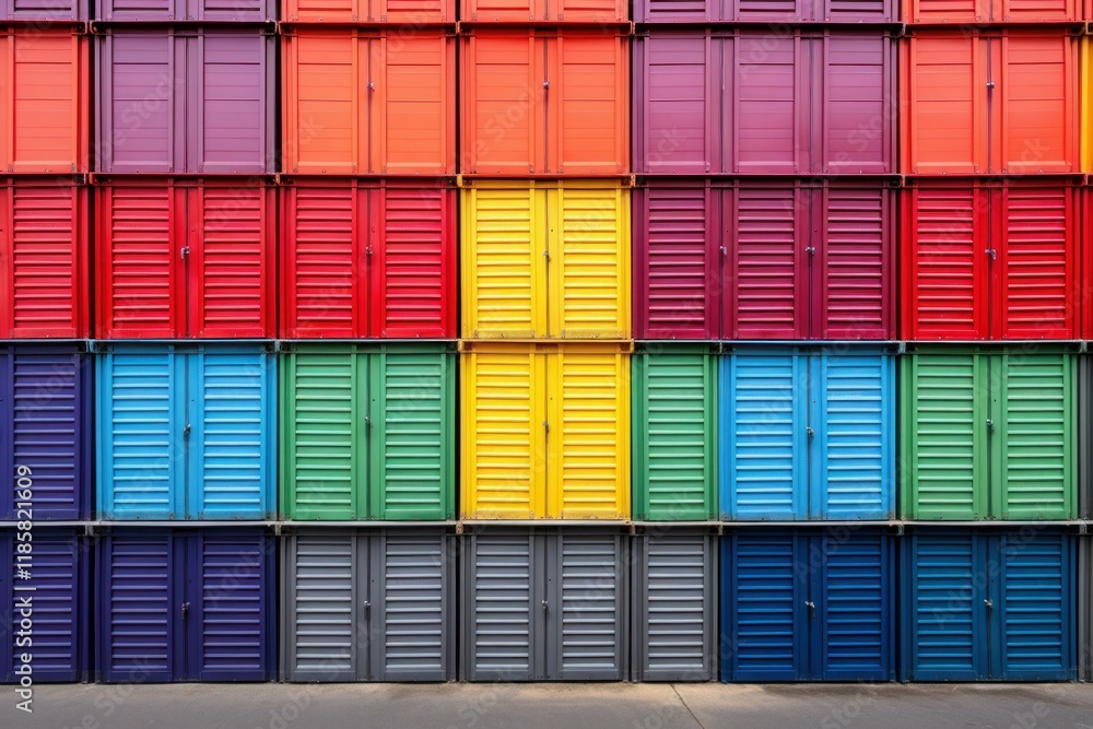 Poster stacked storage containers showcasing a vibrant spectrum of colors create an appealing backdrop for 