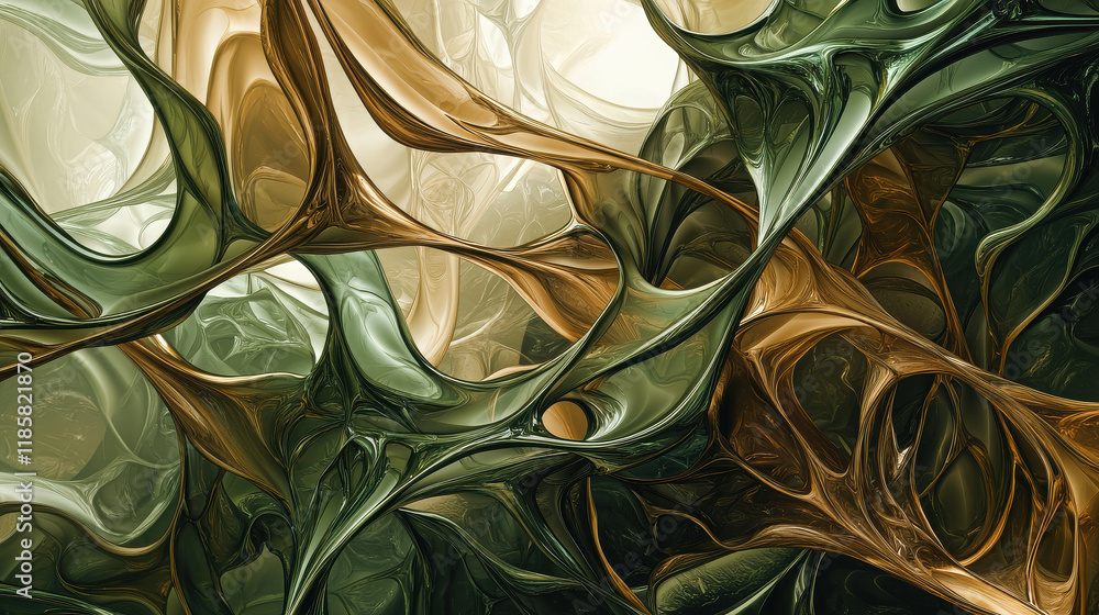 Poster organic abstract design with fluid flowing lines and textured elements