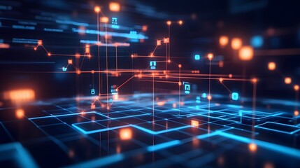 Obraz premium Futuristic Digital Network Abstract Technology Background