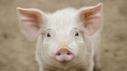 Fototapeta premium Adorable piglet looking directly at camera.