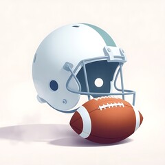 Naklejka premium Football helmet and ball.