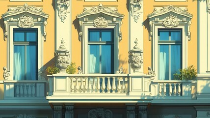 Obraz premium elegant facade details flat design side view luxurious theme animation Complementary Color Scheme