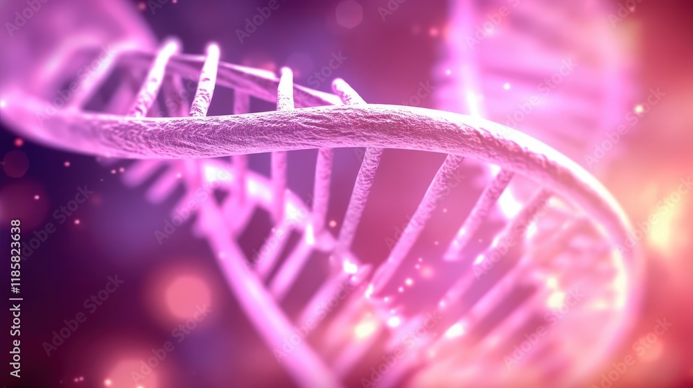Poster luminous dna molecule structure with smooth and delicate features on a vibrant background for scient