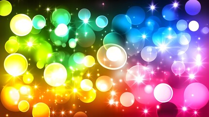 Rainbow Bokeh Lights  Festive Background  Colorful Circles