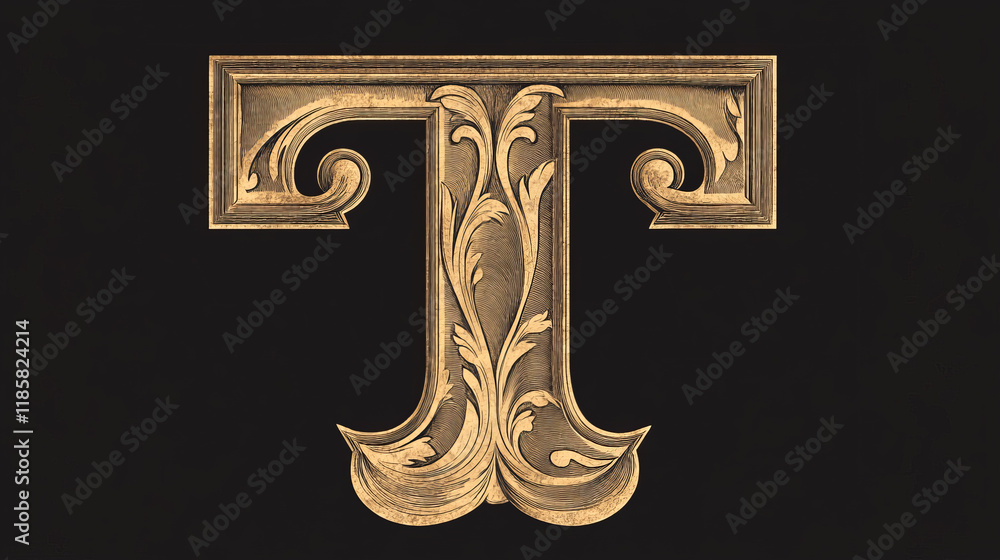 Aufkleber capital letter t in retro style for design. vector version also available in gallery