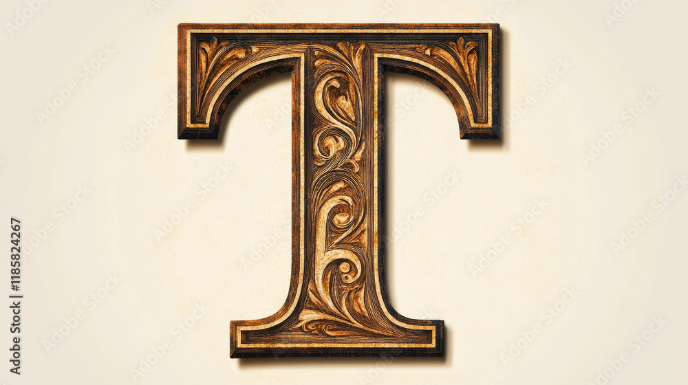 Poster capital letter t in retro style for design. vector version also available in gallery