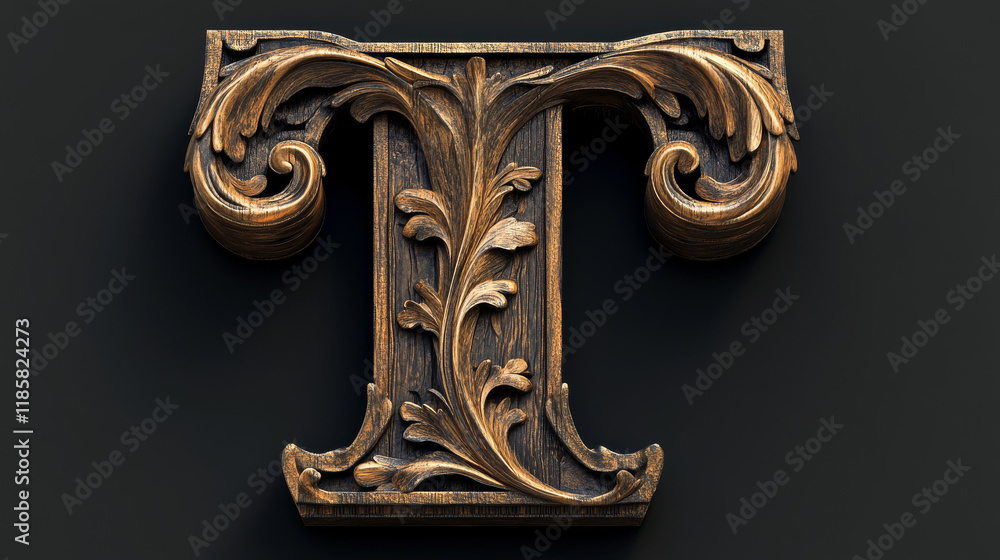 Poster capital letter t in retro style for design. vector version also available in gallery