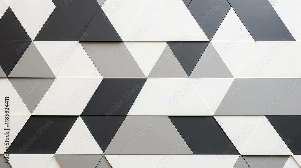 Poster abstract simple geometric design with triangle arrangement in monochrome shades