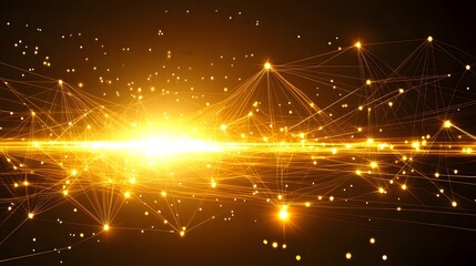 Golden Network Connection  Abstract Technology Background