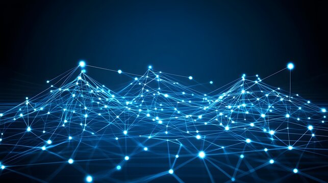 Abstract Blue Network Connection  Digital Data  Technology Background