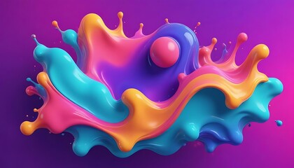 Colorful splash of paint with a pink ball in the middle. Background. Graphics. Design.