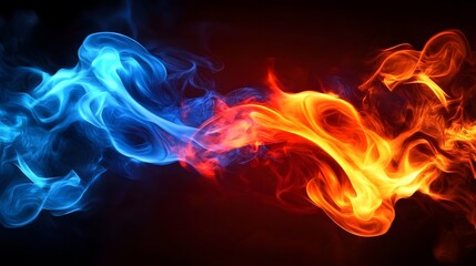 Fototapeta premium Fiery Abstract Background Blue and Red Smoke Design