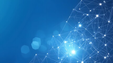 Abstract Blue Network Connection  Digital Technology Background