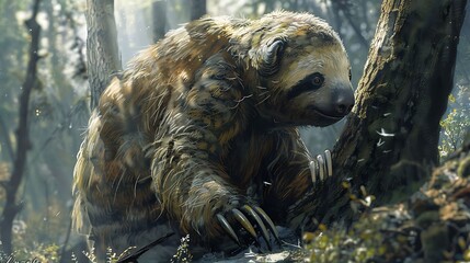 
The giant ground sloth, scientifically known as Megatherium, was a prehistoric mammal that lived during the Pleistocene Epoch, approximately 2.6 million to 10,000 years ago. These enormous herbivores