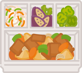 シンプルでかわいいお弁当アイコン：酢豚弁当