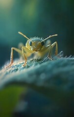 Fototapeta premium Macro shot of wildlife in nature, such as a beetle on a leaf