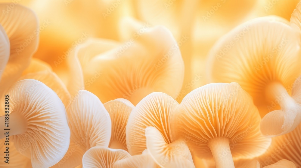 Poster stunning abstract macro background of delicate mushrooms showcasing unique textures and soft colors 