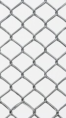 Fototapeta premium Close-Up of Metal Chain Link Fence with Geometric Pattern on Light Background for Industrial and Security Themes