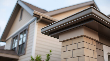 Residential Building Exterior: Gutter and Brickwork Detail