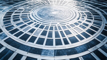 Naklejka premium Abstract circular stone and metal pavement design.