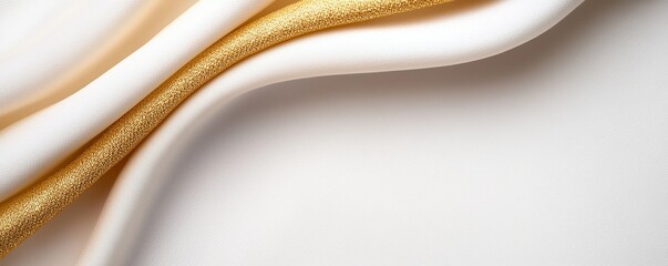 Elegant Draped Fabric Gold and Off-White Texture, Abstract Composition, Luxury Background, fabric texture, gold fabric Fabric texture, luxury background