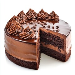 Chocolate cake isolated on white background