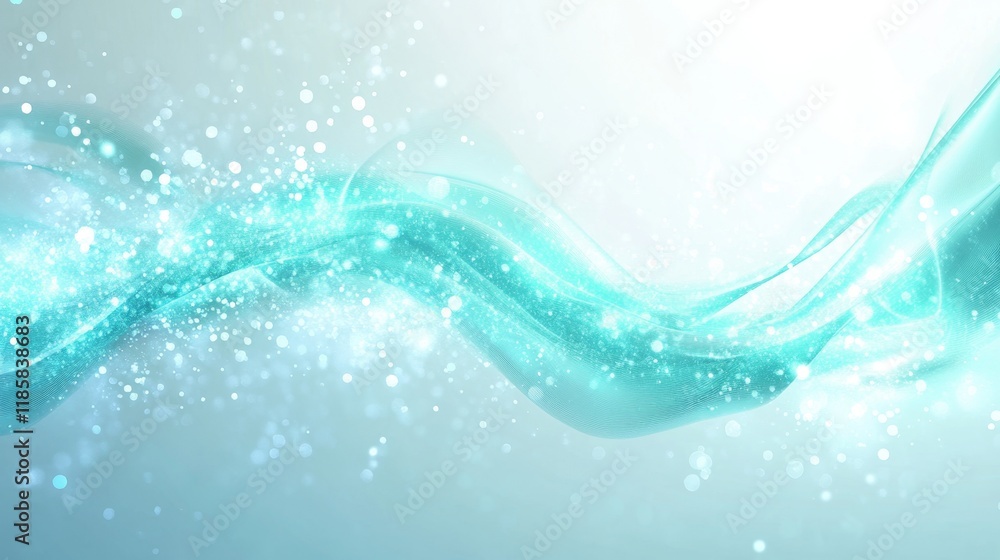 Poster ethereal light waves with sparkles and soft fluid motion effect