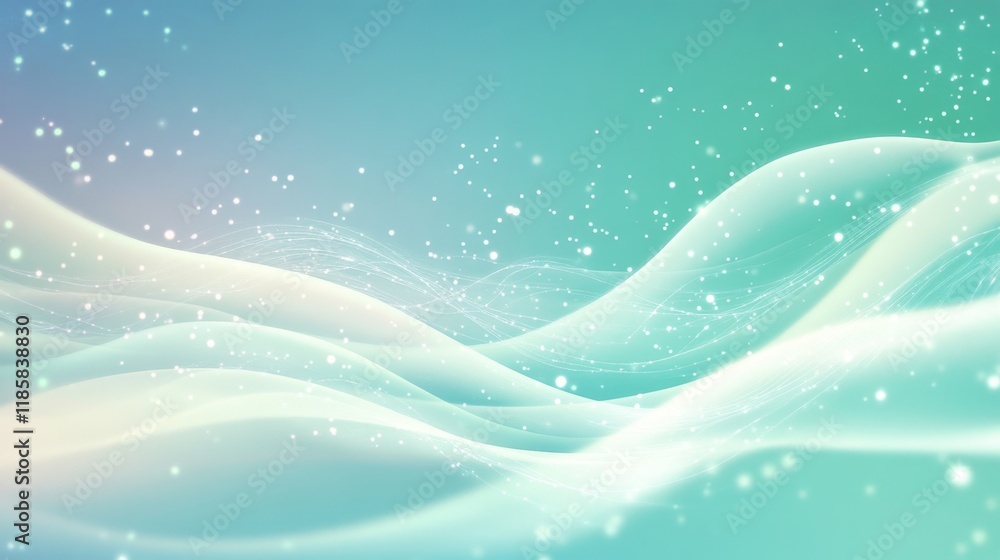 Poster abstract soft waves with sparkling light and gradient background