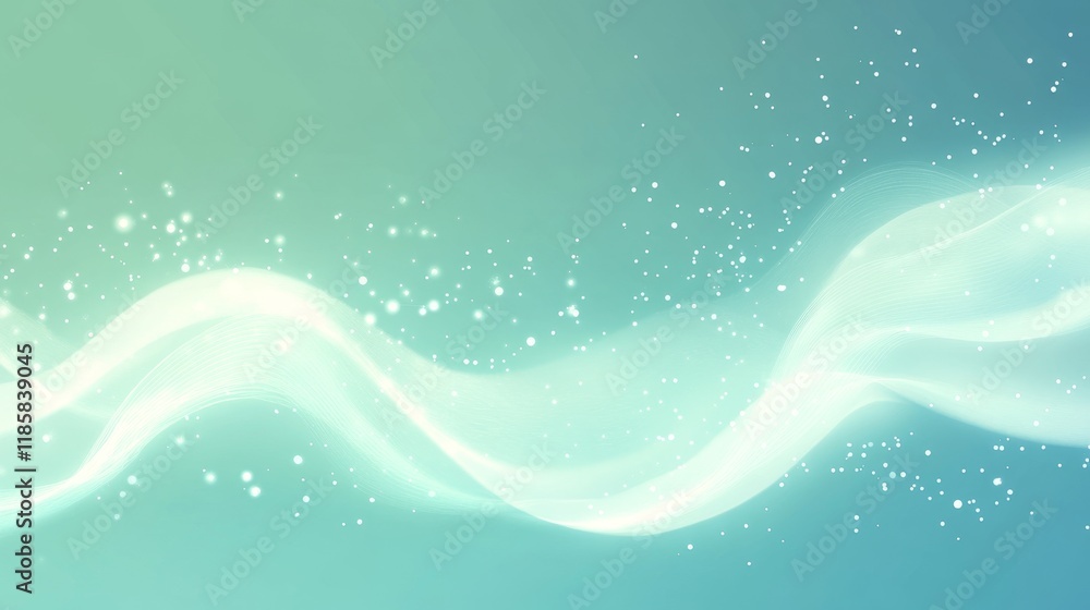 Poster ethereal flowing waves with soft light and sparkling elements