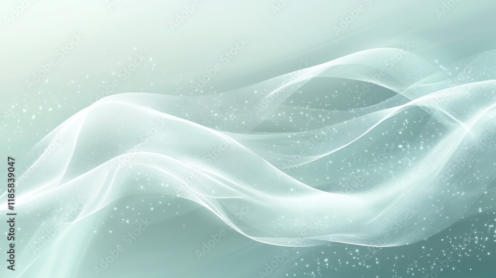 Poster soft abstract waves with sparkles and gentle light background