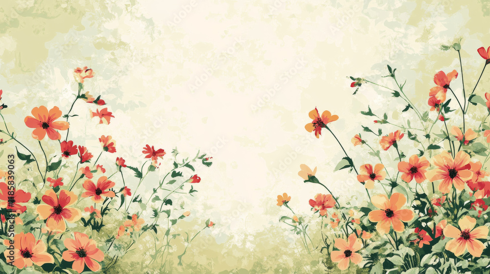 Poster abstract flower background with decoration elements for seasonal design. vector version also availab