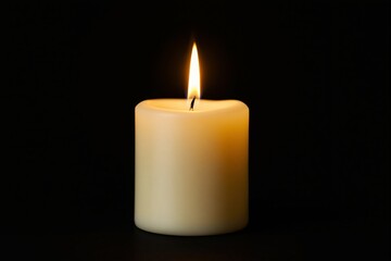 A single lit candle with a warm glow, set against a dark background, symbolizing calmness, meditation, remembrance, and serenity. Ai generative