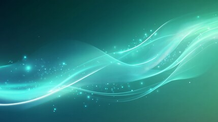 Soft Blue Green Abstract Waves with Sparkle and Light Effect