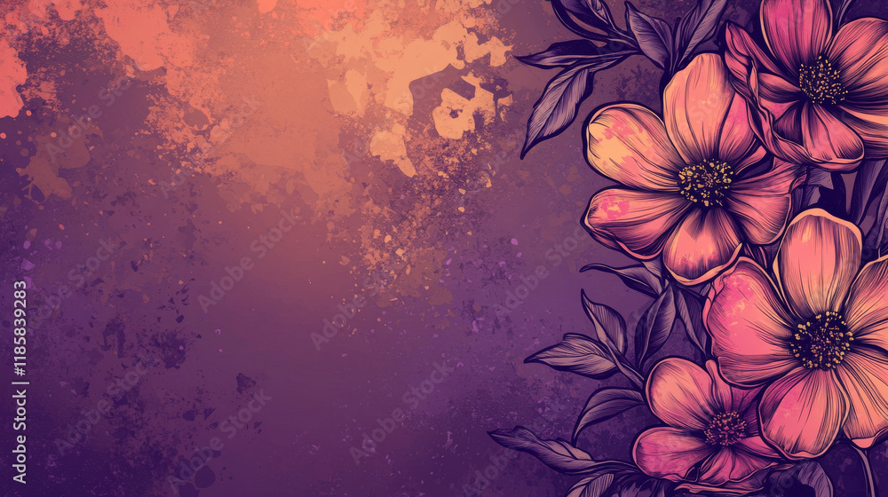 Poster abstract flower background with decoration elements for seasonal design. vector version also availab
