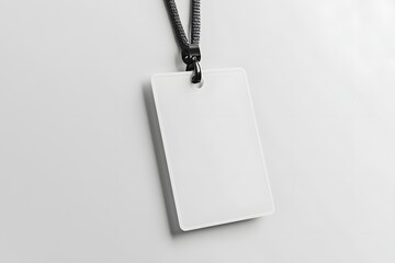 Blank white ID lanyard badge mockup, isolated
