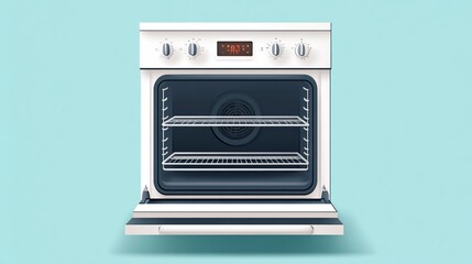Obraz premium Empty White Oven Against Light Blue Background
