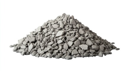 Pile of Gray Gravel Stones Isolated on White Background for Construction and Landscaping Projects