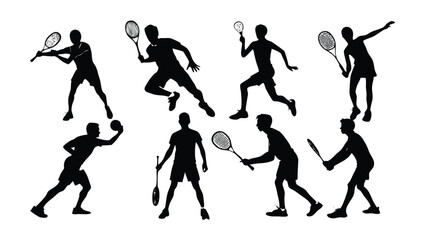 Fototapeta premium Flat badminton player silhouette collection
