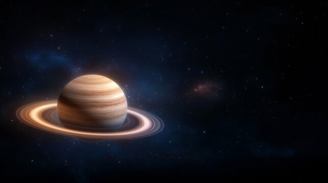 Saturn's Rings Cosmic Composition, Celestial Body, Planetary Rings, Space Art, Digital Painting Space, Planets - Powered by Adobe