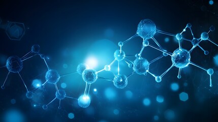 Abstract Molecular Structure  Science  Technology  Network  Connection  Blue  Background